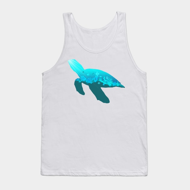 Sea Turtle Silhouette Tank Top by WiseWitch